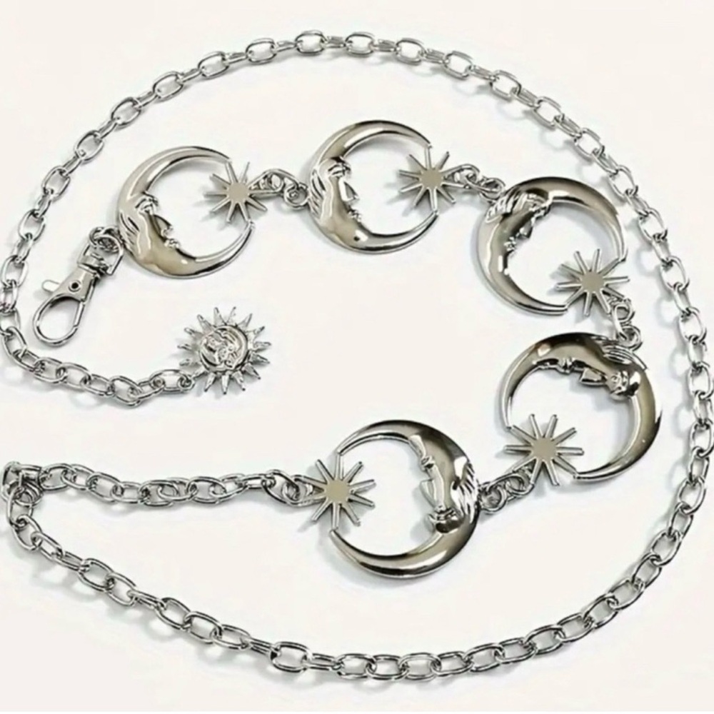 Silver Crescent Moon Chain Belt